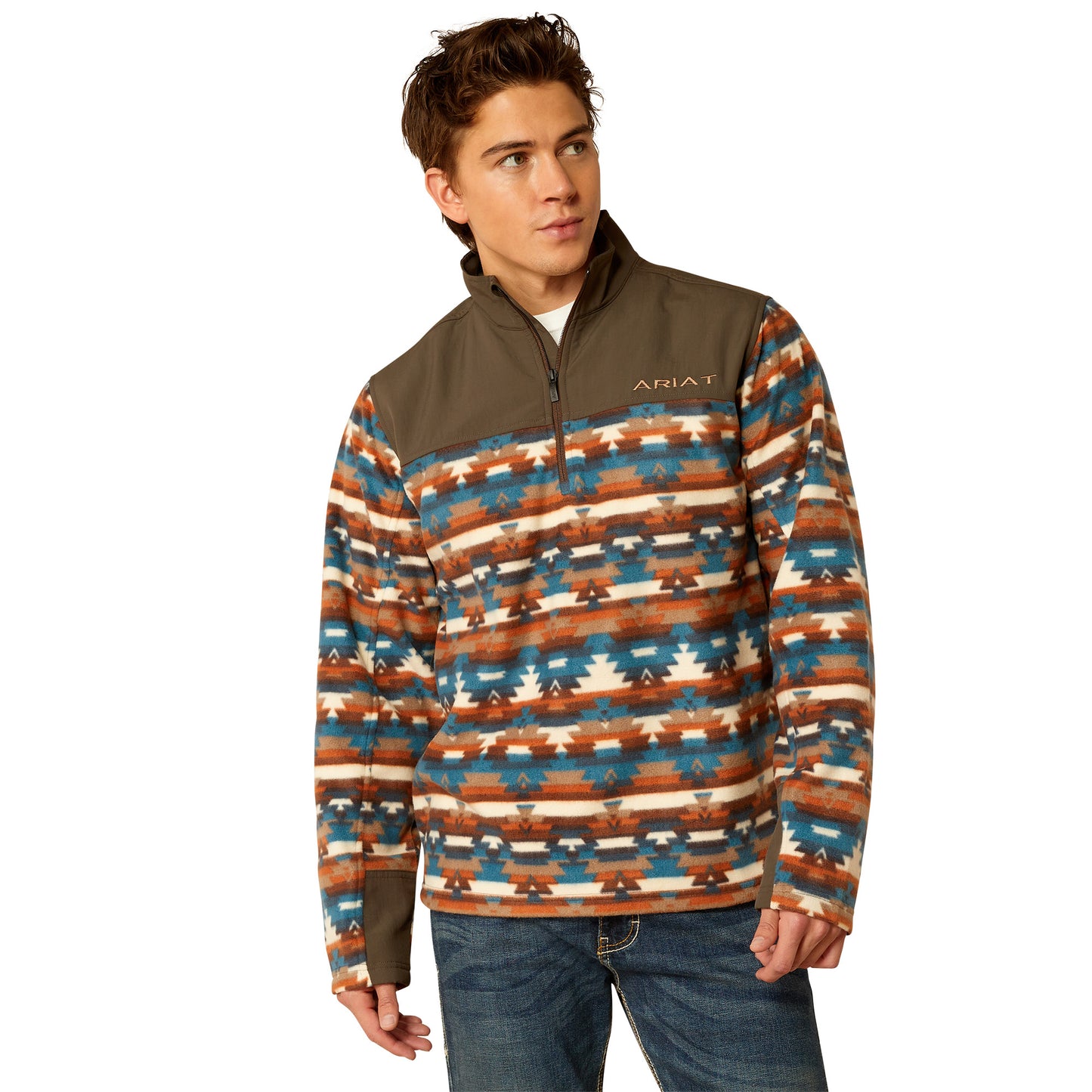 Ariat Men's Basis 2.0 Turquoise Serape Print 1/4 Zip Jacket 10052731