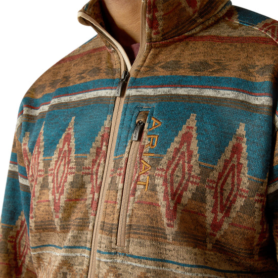 Ariat Men's Caldwell Oxford Tan Southwest Print Full Zip Jacket 10052818