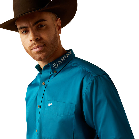 Ariat Men's Team Logo Twill Dark Teal Classic Fit Shirt 10052825