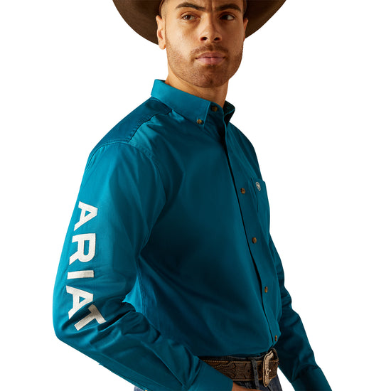 Ariat Men's Team Logo Twill Dark Teal Classic Fit Shirt 10052825