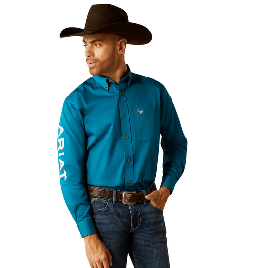 Ariat Men's Team Logo Twill Dark Teal Classic Fit Shirt 10052825