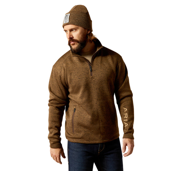 Ariat Men's Caldwell Logo Dark Brown Heather 1/4 Zip Sweatshirt 10052972