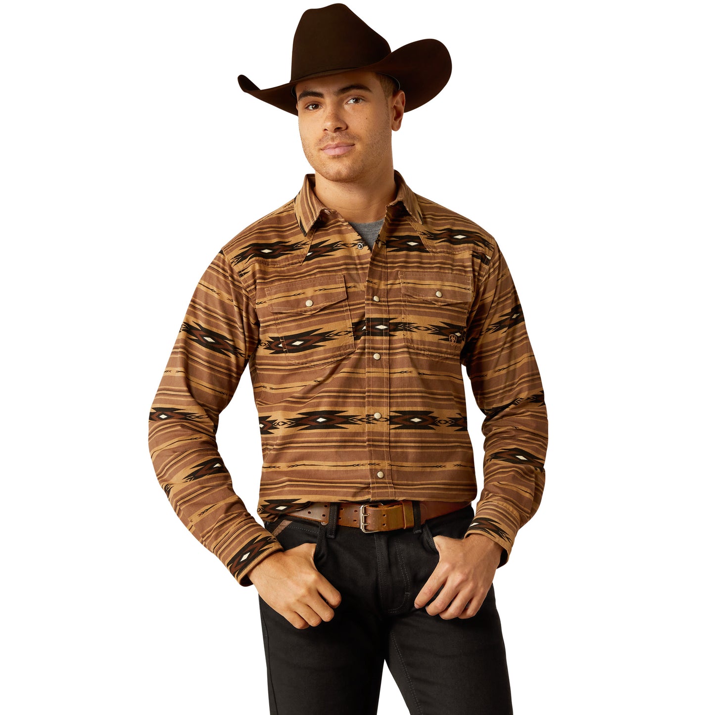 Ariat Men's Hobart Retro Fit Pine Bark Snap Shirt 10053874