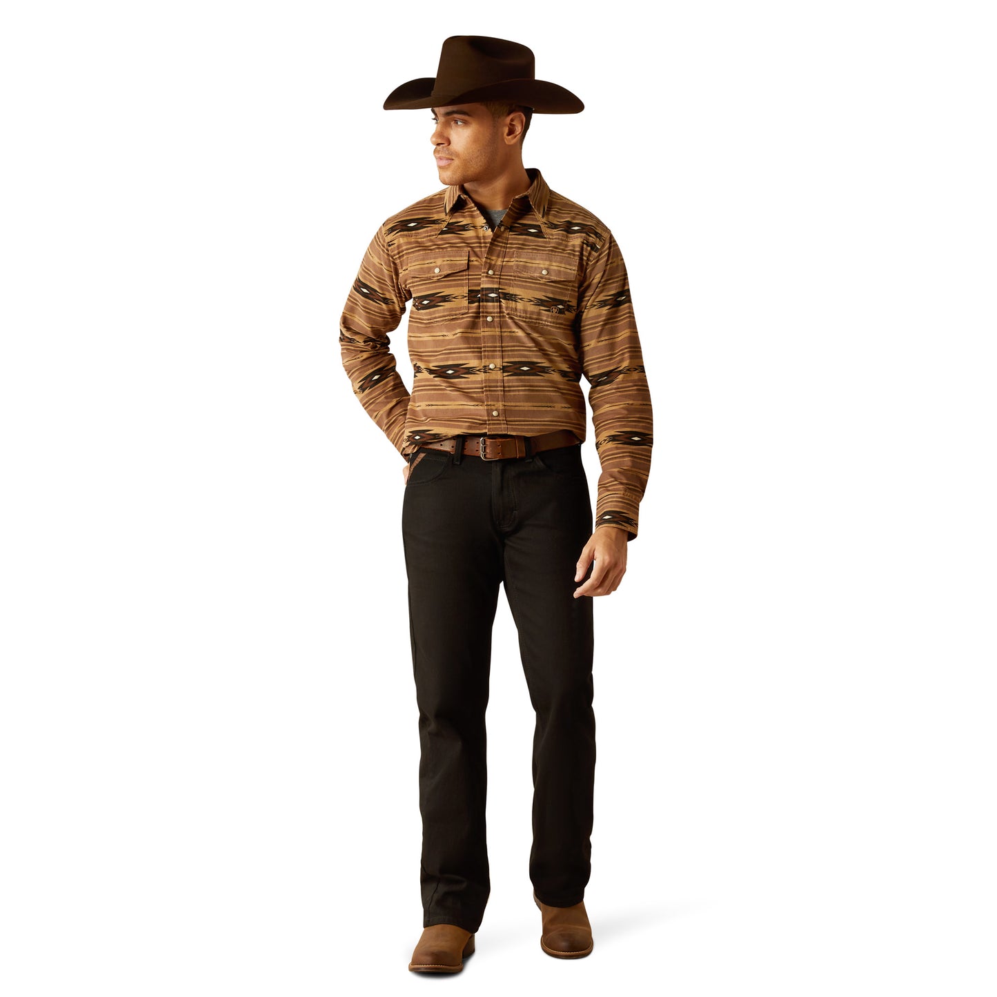 Ariat Men's Hobart Retro Fit Pine Bark Snap Shirt 10053874