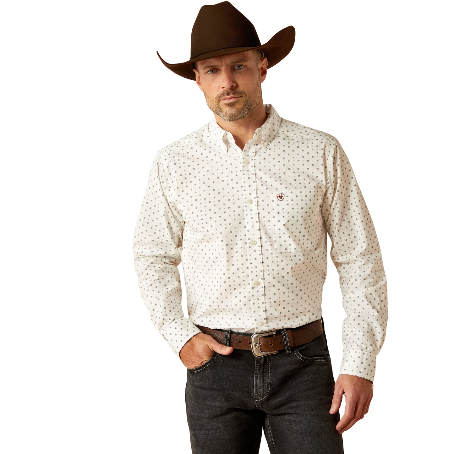 Ariat Men's Pembroke White Fitted Button Down Shirt 10053918