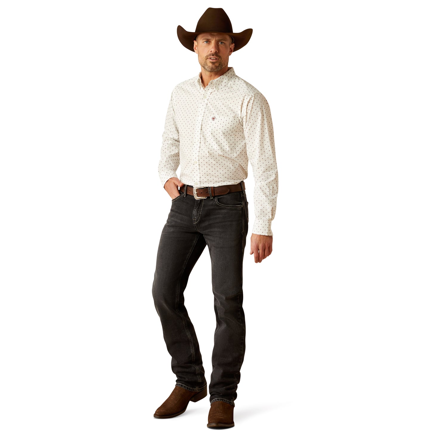 Ariat Men's Pembroke White Fitted Button Down Shirt 10053918