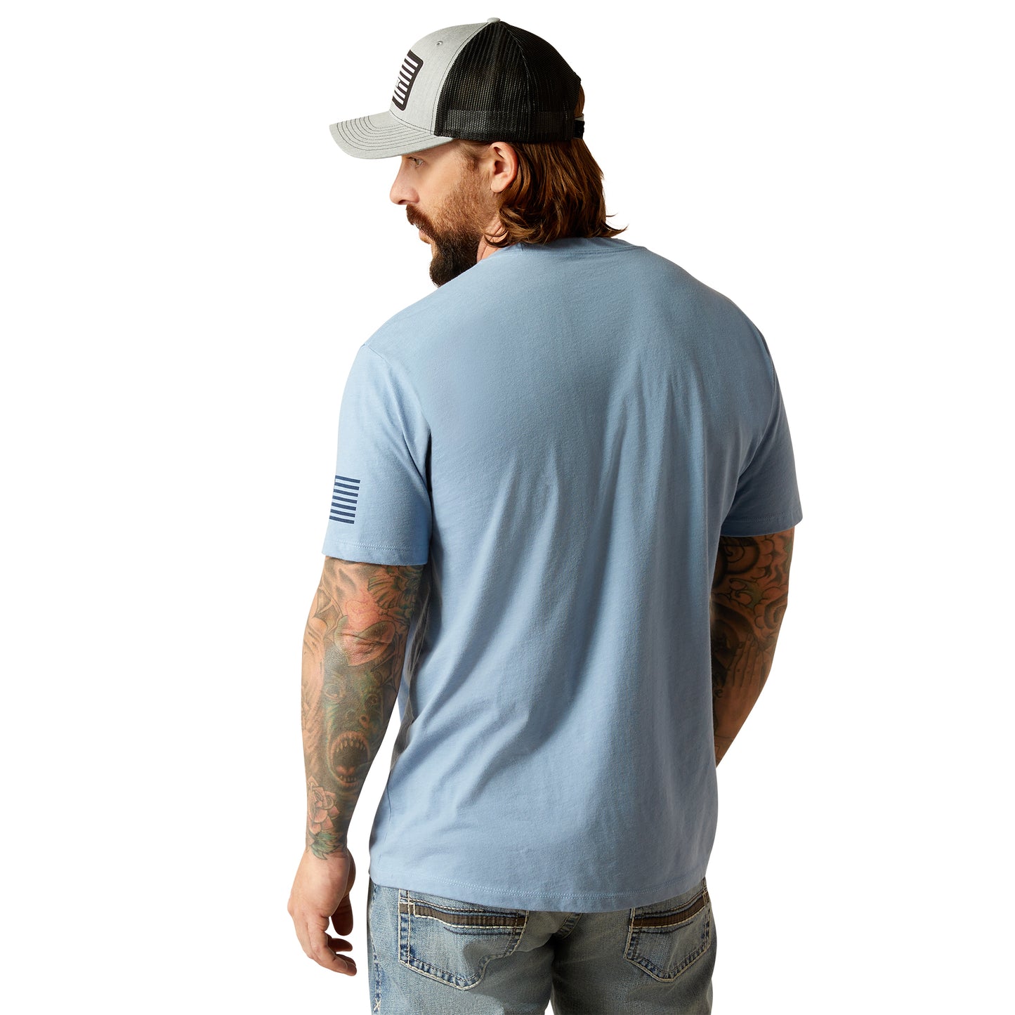 Ariat Men's Shield Flag Light Blue Heather T-Shirt 10054195