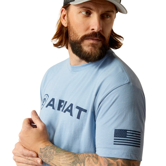 Ariat Men's Shield Flag Light Blue Heather T-Shirt 10054195