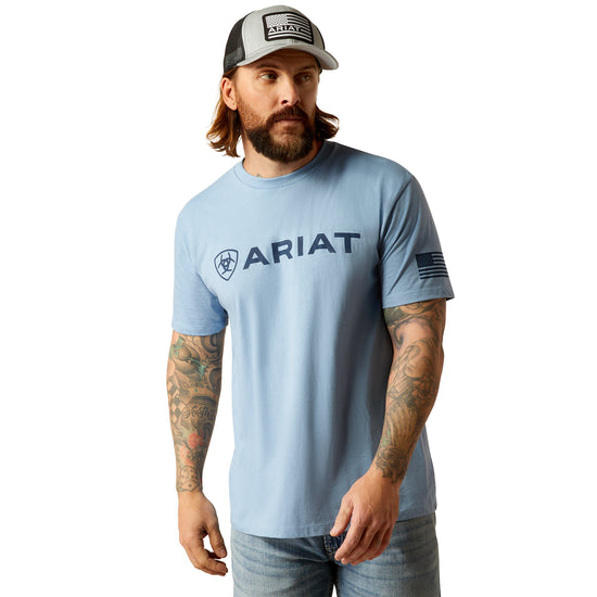 Ariat Men's Shield Flag Light Blue Heather T-Shirt 10054195