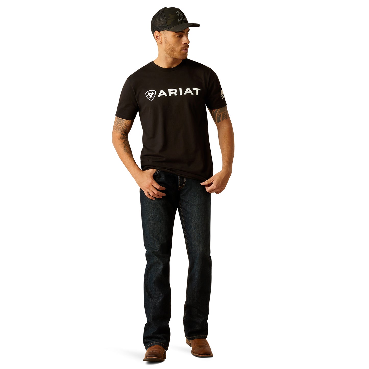 Ariat Men's Shield Flag Black T-Shirt 10054197