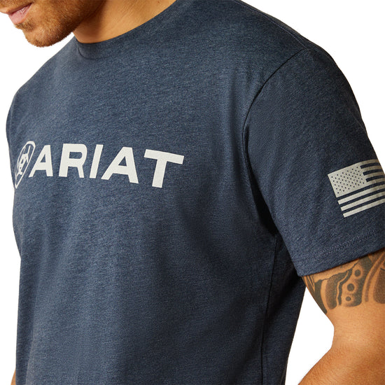 Ariat Men's Shield Flag Navy Heather T-Shirt 10054198