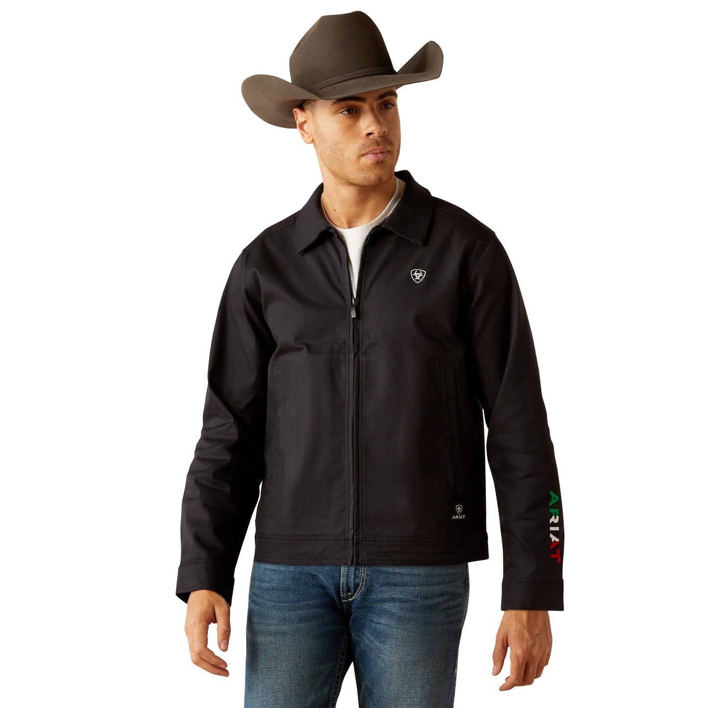 Ariat Men's Mexico Black Logo Canvas Full Zip Jacket 10054236