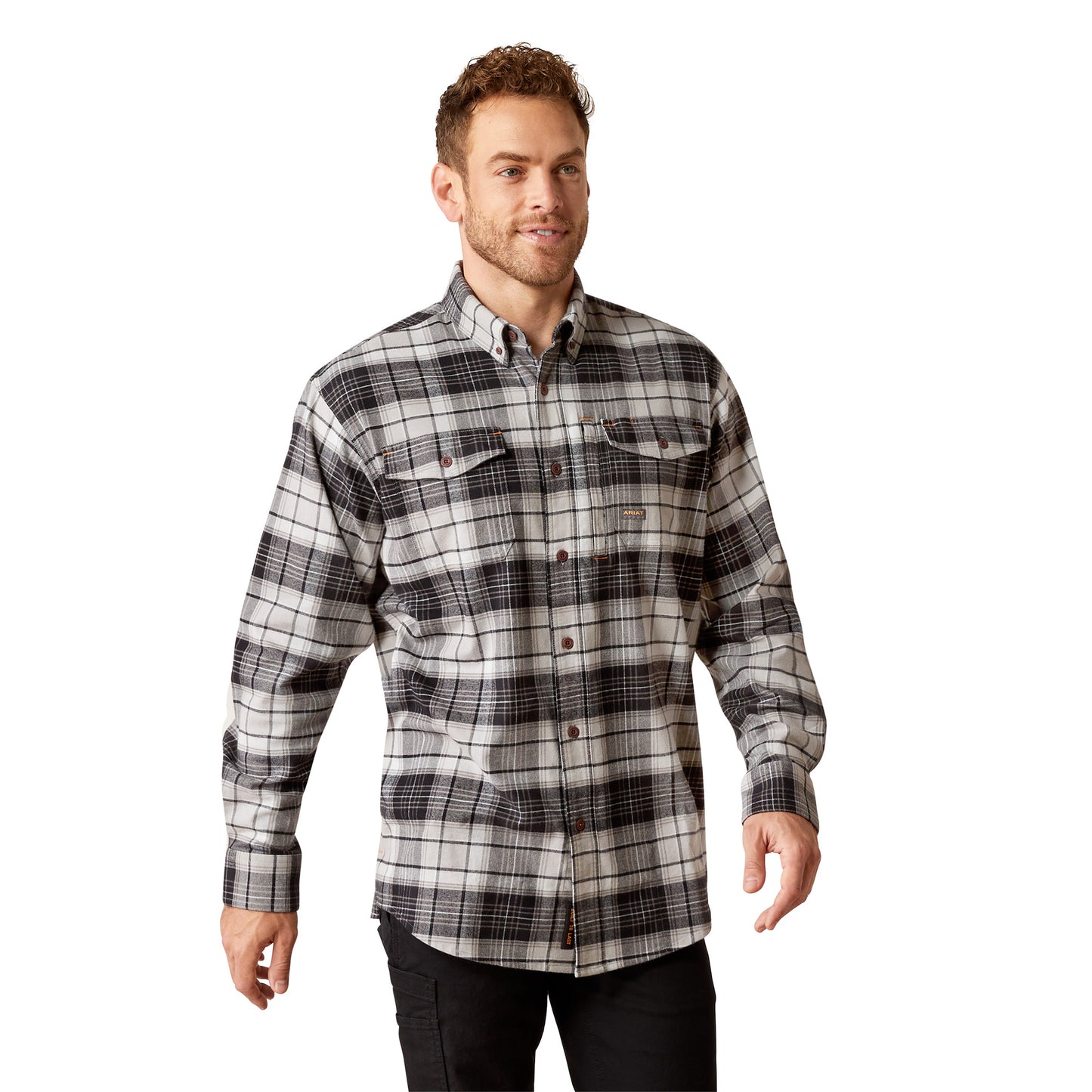 Ariat Men's Rebar Durastretch™ Charcoal Flannel Work Shirt 10051973