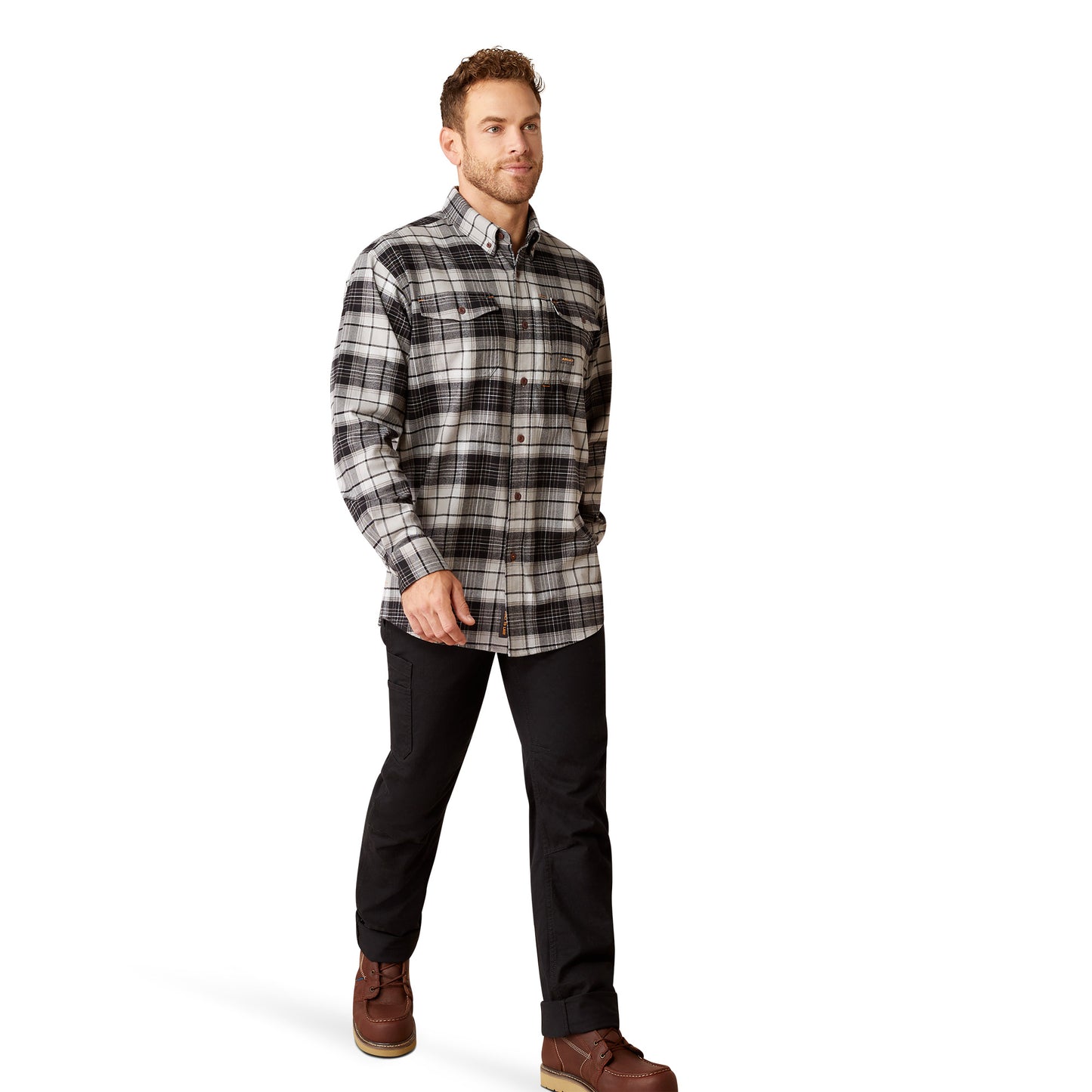 Ariat Men's Rebar Durastretch™ Charcoal Flannel Work Shirt 10051973