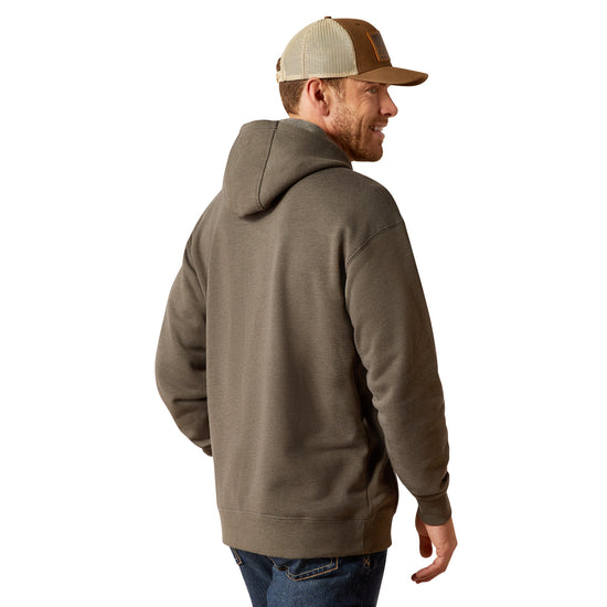 Ariat Men's Rebar Graphic Logo Beluga Heather Grey Hoodie 10051976