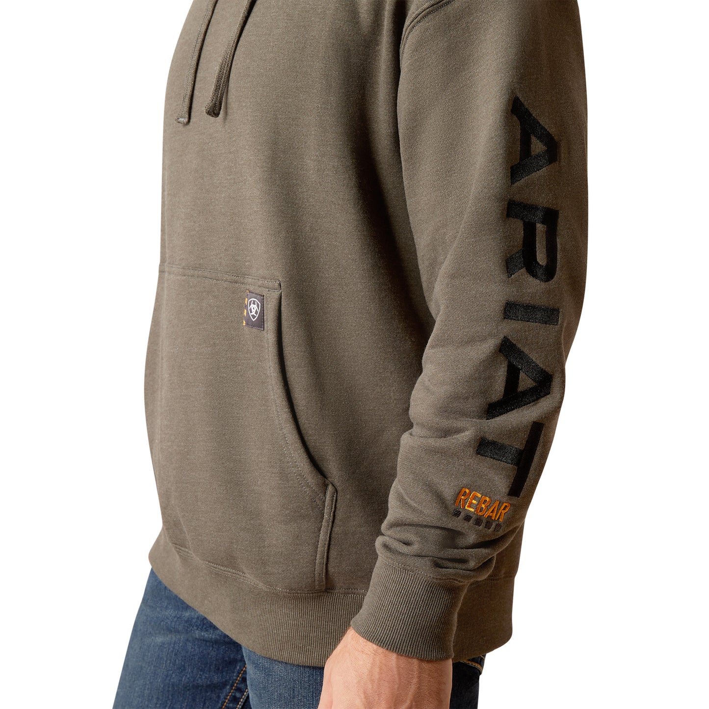 Ariat Men's Rebar Graphic Logo Beluga Heather Grey Hoodie 10051976