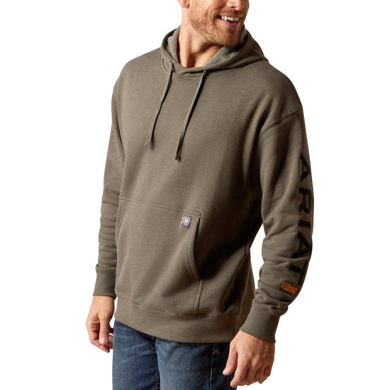 Ariat Men's Rebar Graphic Logo Beluga Heather Grey Hoodie 10051976