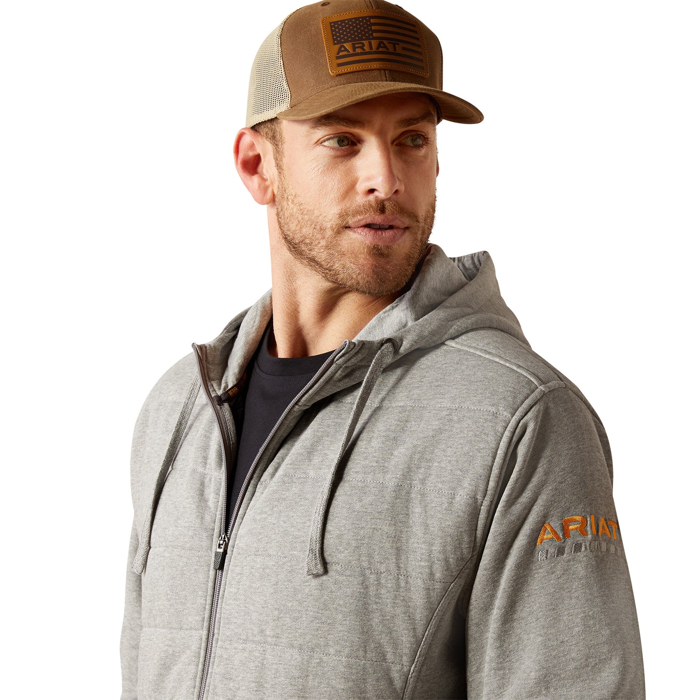 Ariat Men's Rebar All-Weather Grey Insulated Full Zip Hoodie 10052079