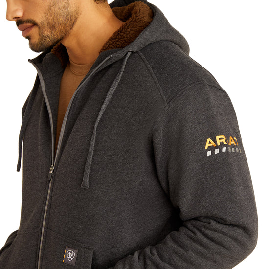 Ariat Men's Rebar All-Weather Grey Sherpa Lined Zip-Up Hoodie 10052080