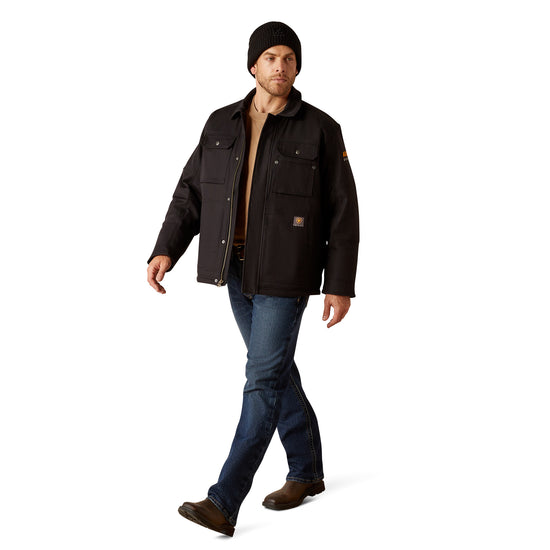 Ariat Men's Rebar DuraCanvas Sherpa-Lined Black Coat 10052087