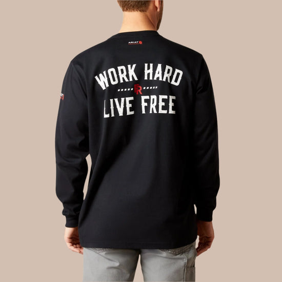 Ariat Men's FR Work Hard Live Free Black Work T-Shirt 10052093