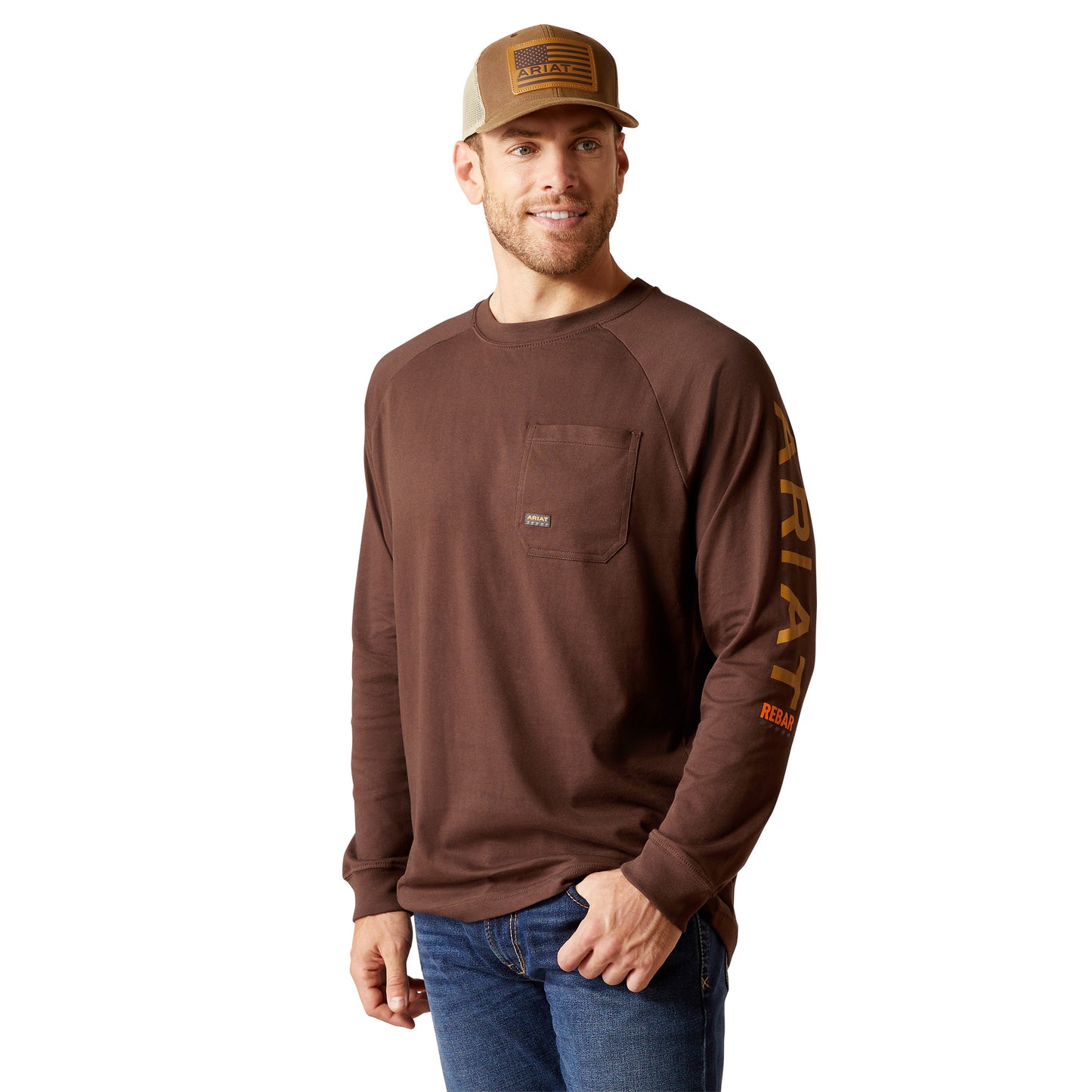 Ariat Men's Rebar Cotton Strong Graphic Coffee Brown Work T-Shirt 10052858