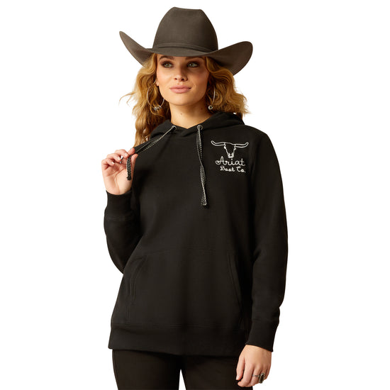 Ariat Ladies Steer Stitch Embroidered Black Hoodie 10051999