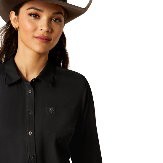 Ariat Ladies Kirby Pro Solid Black Button Up Shirt 10052132