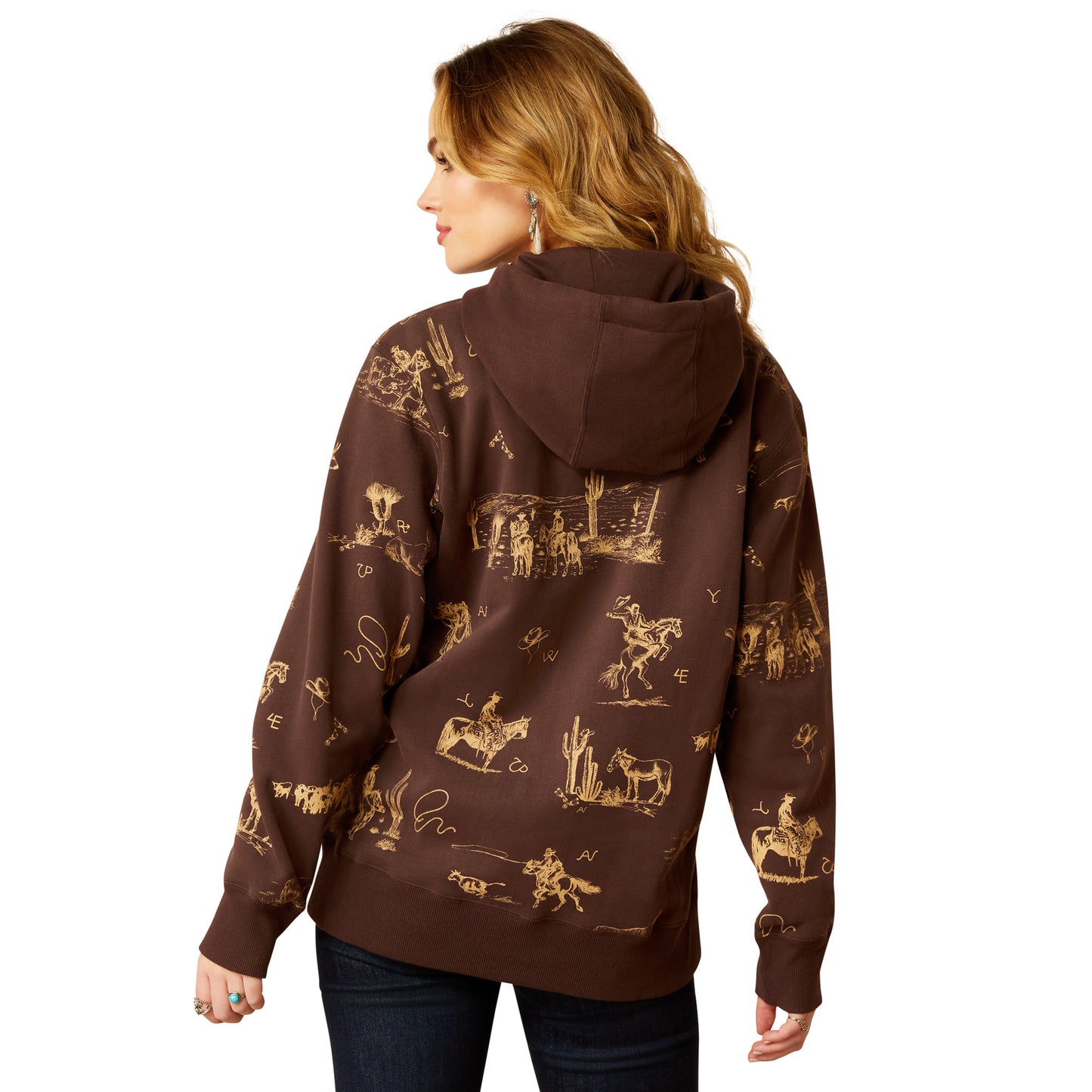 Ariat Ladies Brown Ranchin' Printed Hoodie 10052413