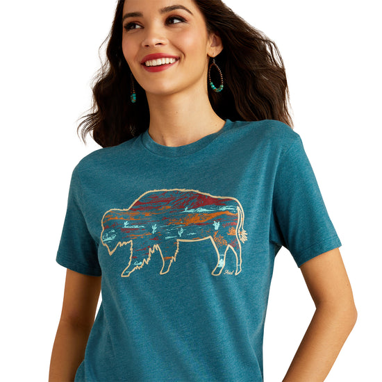 Ariat Ladies Bison Ranch Deep Sea Heather T-Shirt 10052540