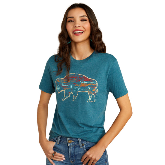 Ariat Ladies Bison Ranch Deep Sea Heather T-Shirt 10052540