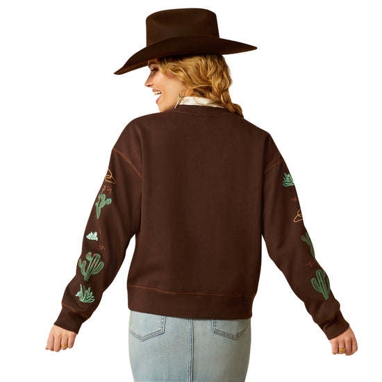 Ariat Ladies Riata Mole Brown Rodeo Graphic Sweatshirt 10052608