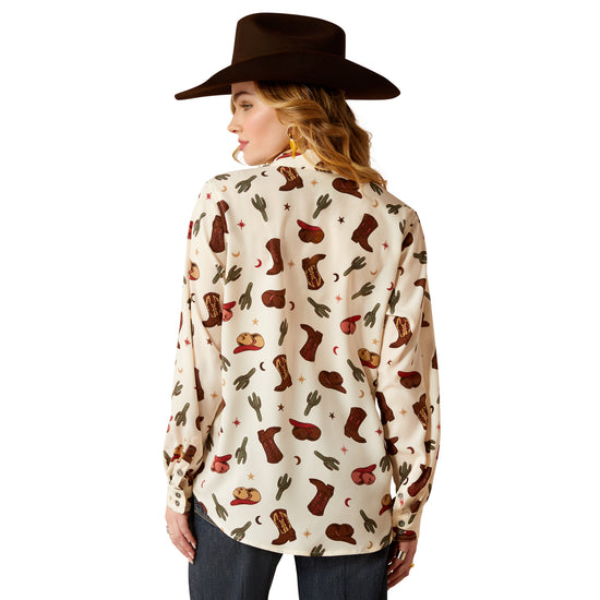 Ariat Ladies Homestyle Western Cowgirl Print Button Down Shirt 10052923