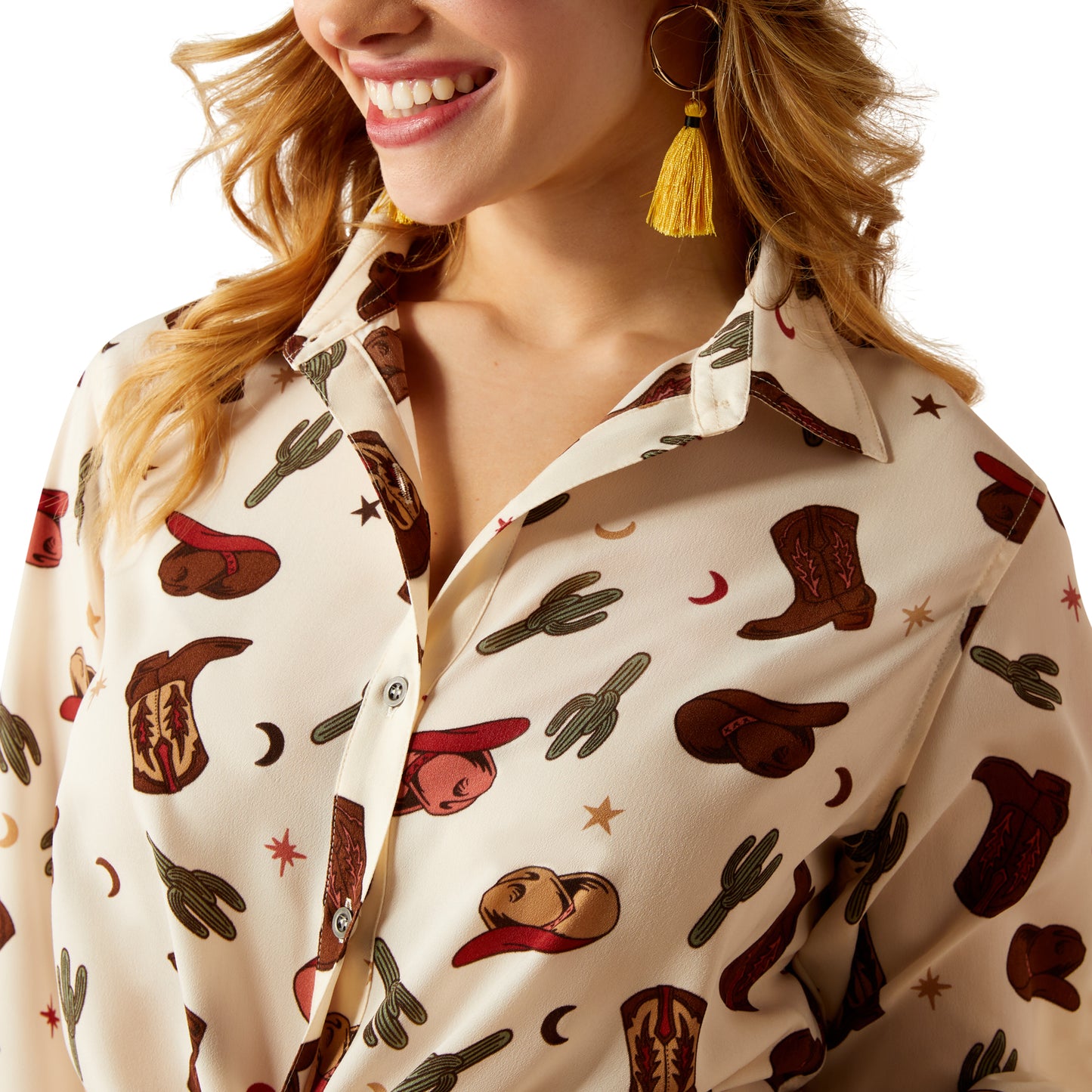 Ariat Ladies Homestyle Western Cowgirl Print Button Down Shirt 10052923