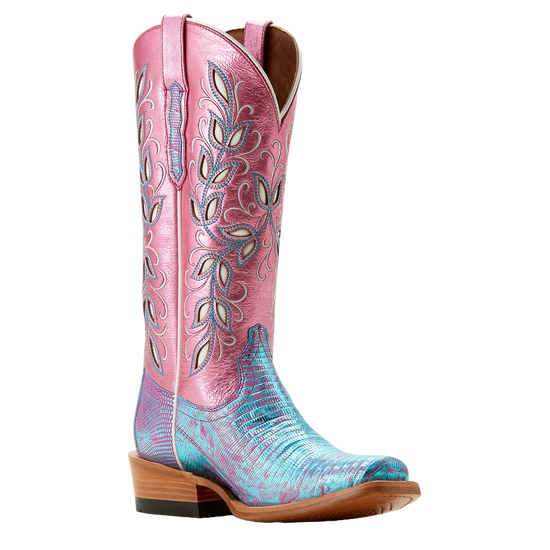 Ariat Ladies Futurity Silk Turquoise Shimmer Lizard Western Boot 10053599