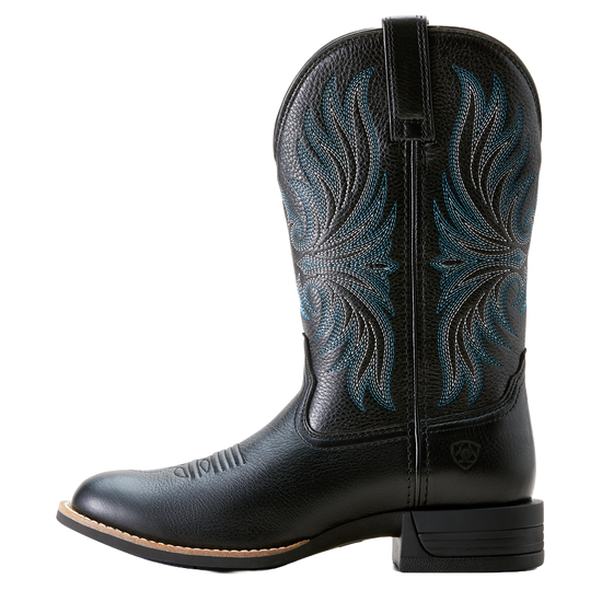 Ariat Ladies Ranahan Embroidered Black Deertan Western Boot 10053600