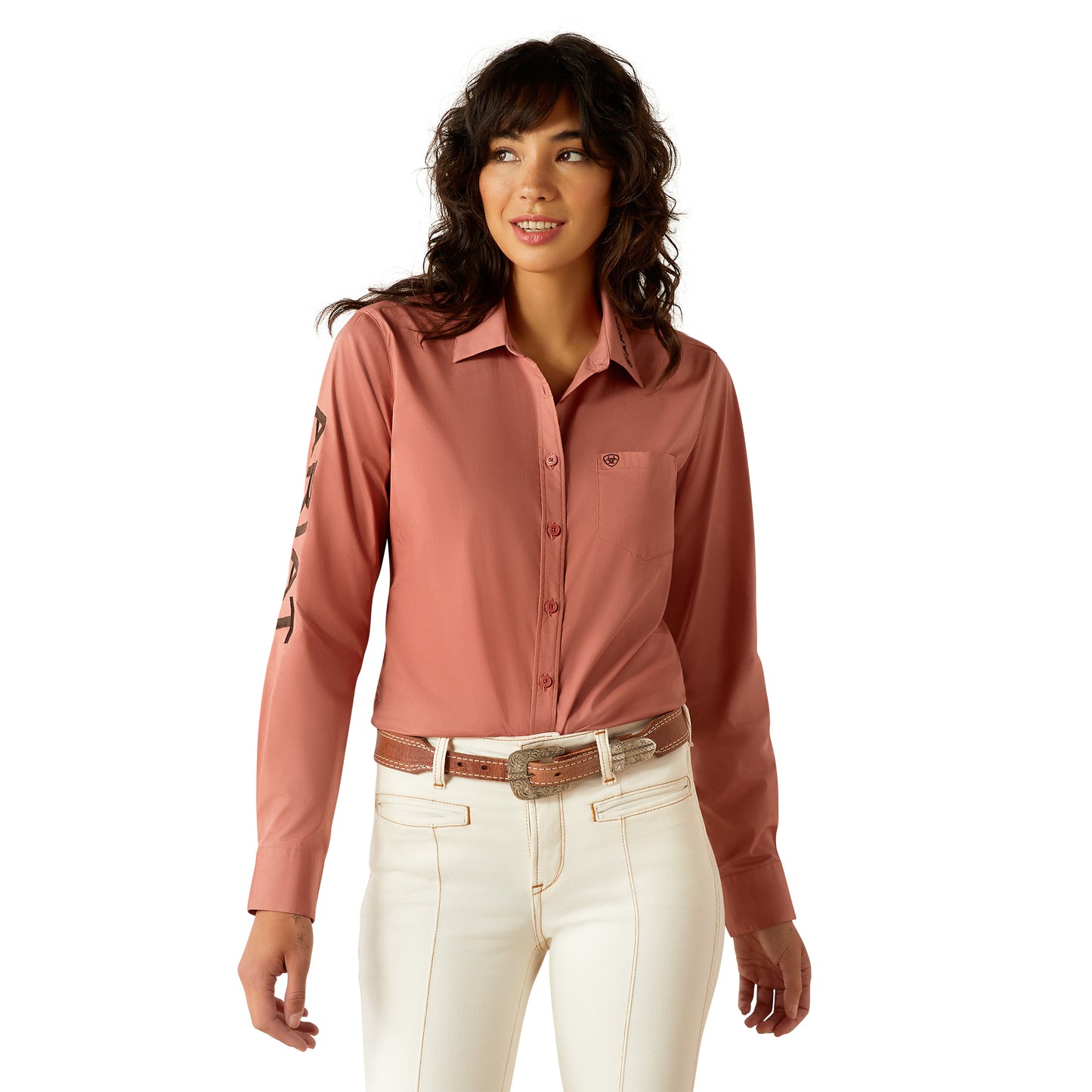 Ariat Ladies Team Kirby Stretch Light Mahogany Button Down Shirt 10053950