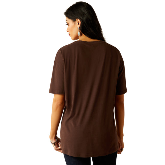 Ariat Ladies Checkerboard Mole Brown Graphic T-Shirt 10053956