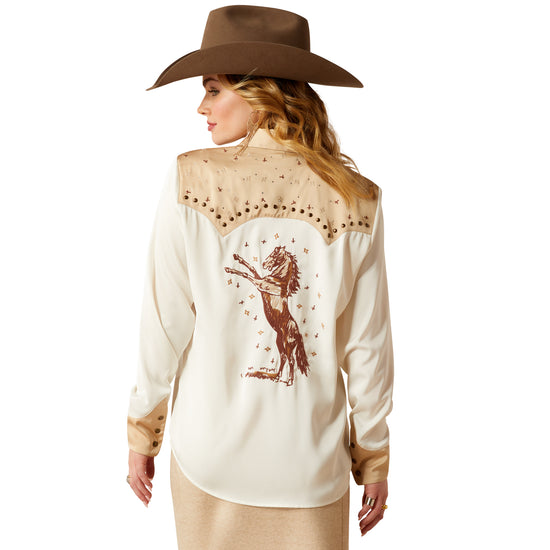 Ariat Ladies Wildhorse White Alyssum & Summer Sand Snap Shirt 10053974