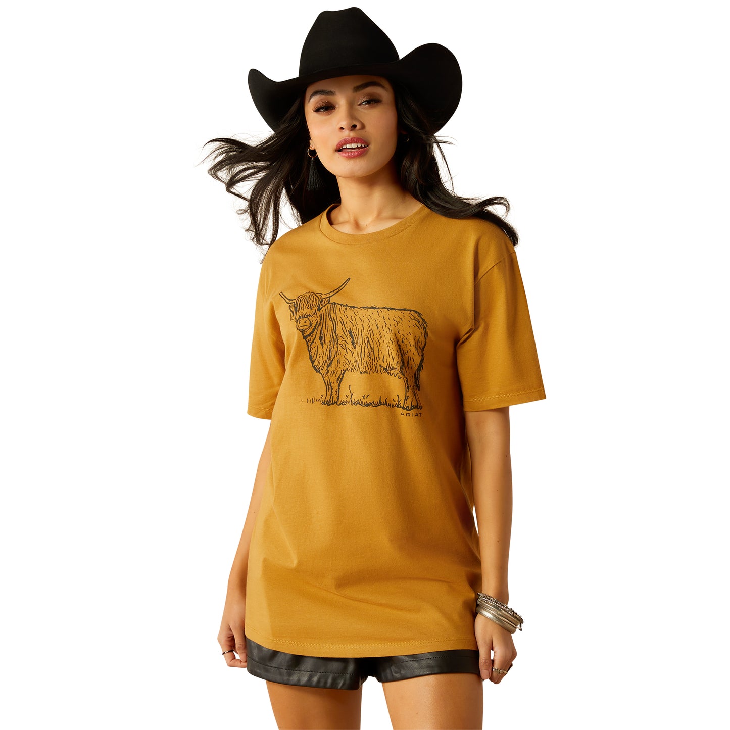 Ariat Ladies Highlander Harvest Gold Graphic T-Shirt 10054029