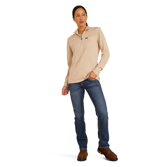 Ariat Ladies Rebar Foundation Oatmeal Heather 1/4 Zip Work Shirt 10052689