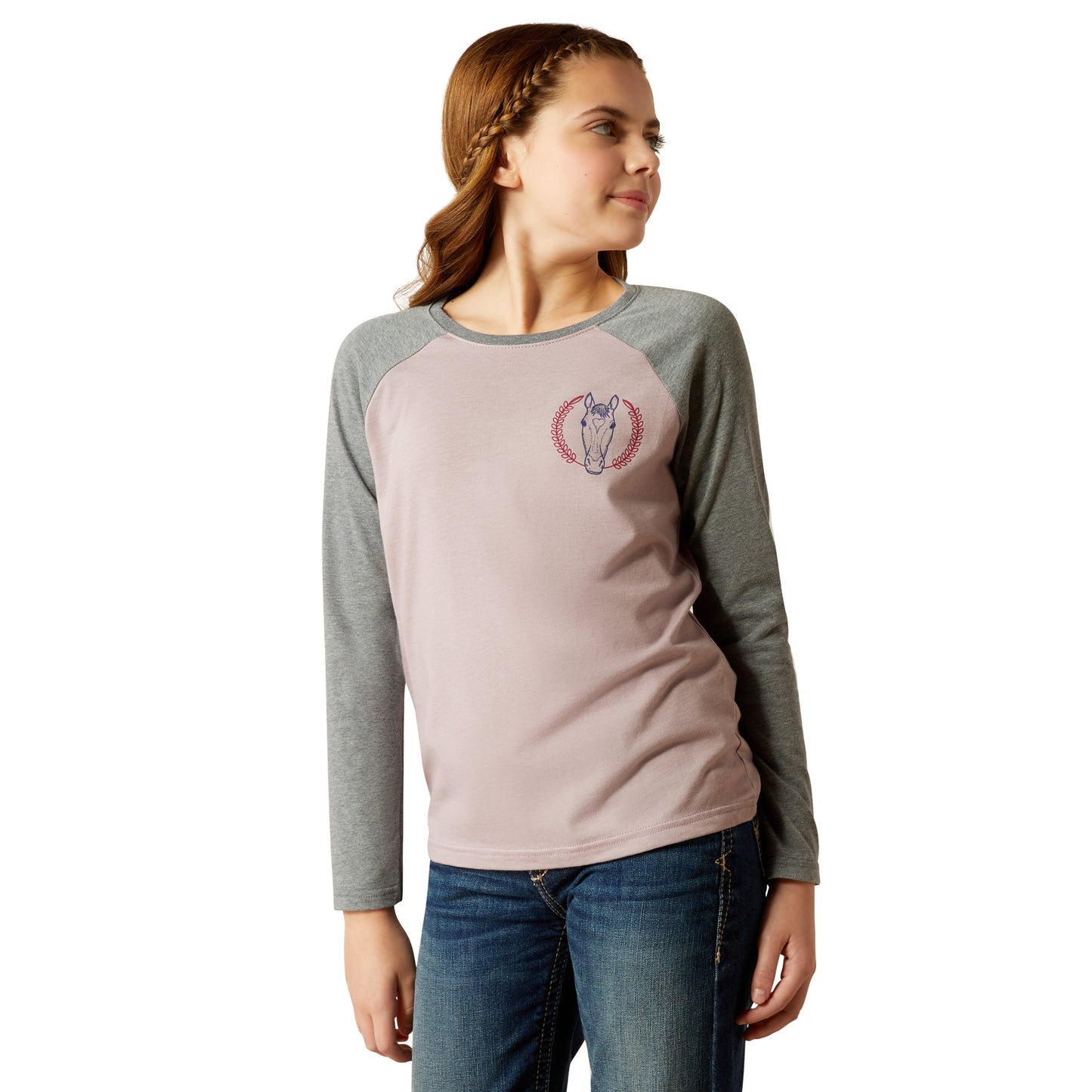 Ariat Youth Girl's Heart Star Purple Dove Long Sleeve T-Shirt 10052027