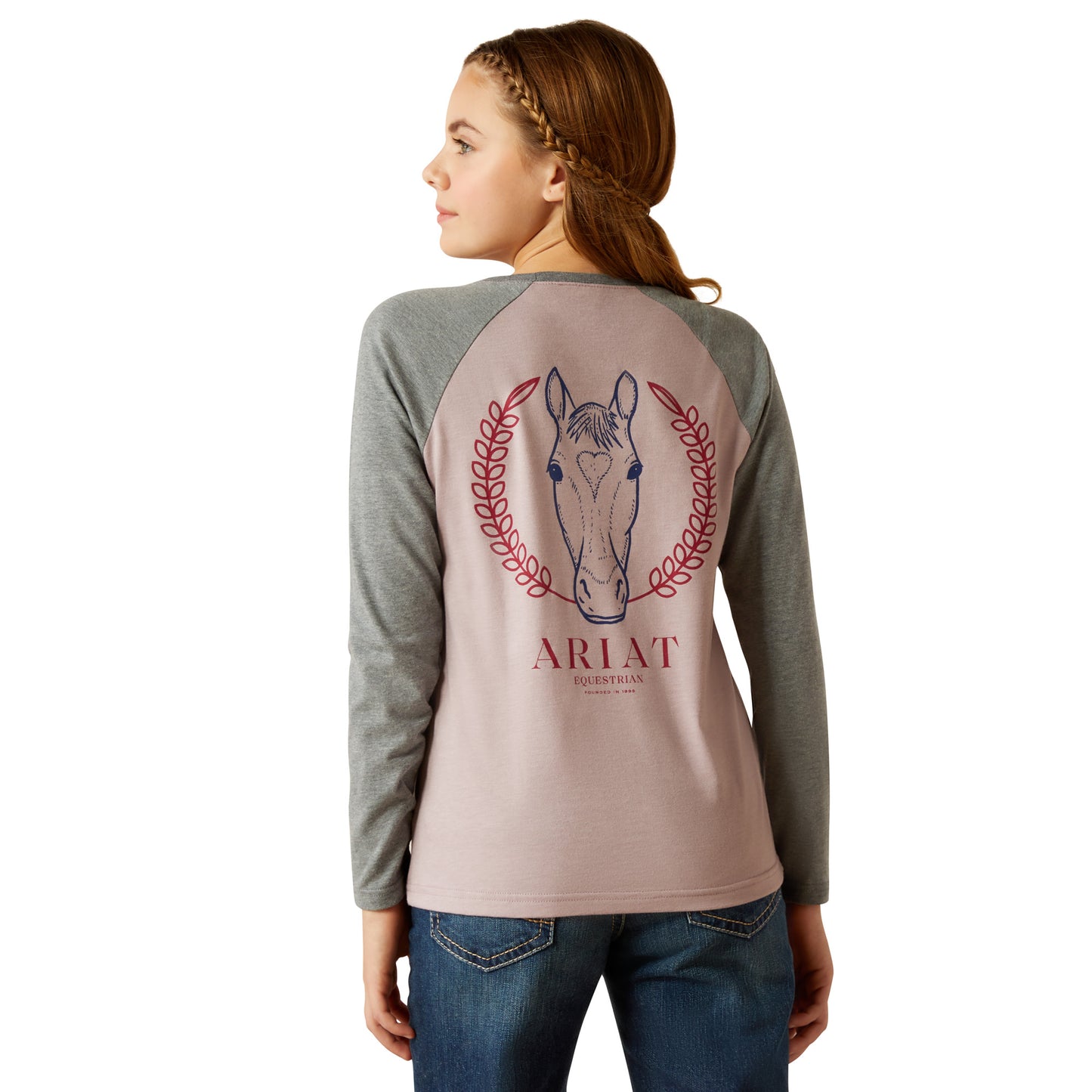 Ariat Youth Girl's Heart Star Purple Dove Long Sleeve T-Shirt 10052027