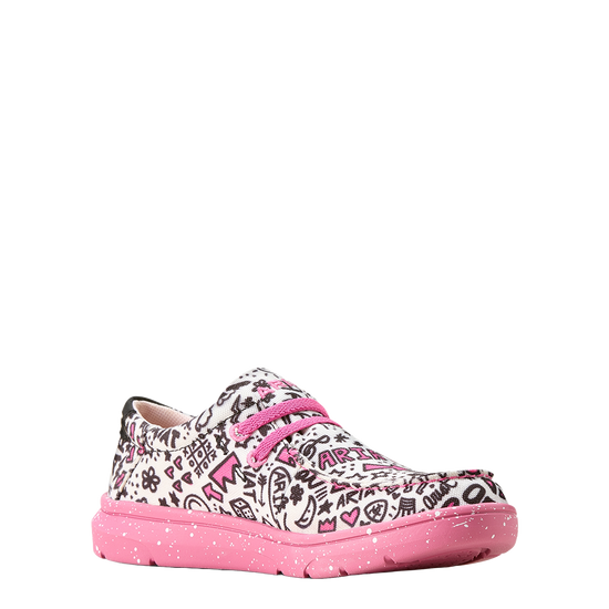 Ariat Youth Girl's Hilo Graphic Doodles Pink Slip On Shoe 10053803