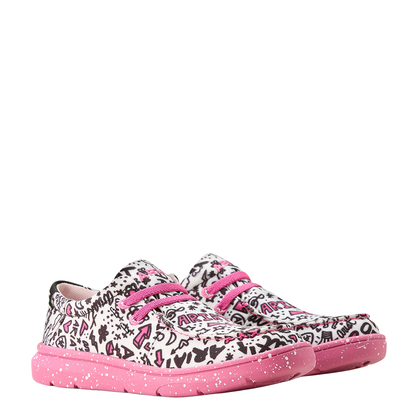 Ariat Youth Girl's Hilo Graphic Doodles Pink Slip On Shoe 10053803