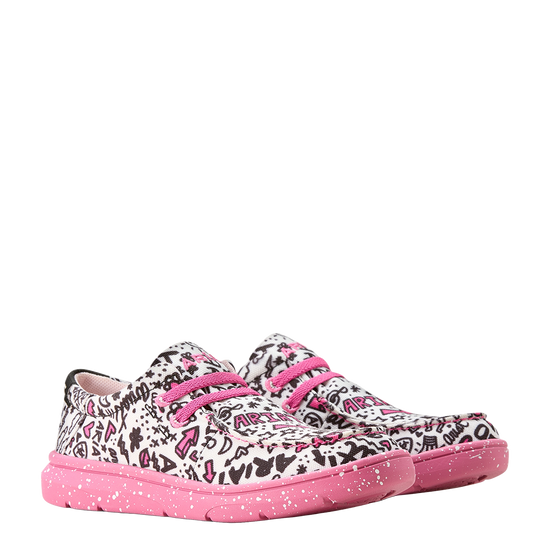 Ariat Youth Girl's Hilo Graphic Doodles Pink Slip On Shoe 10053803