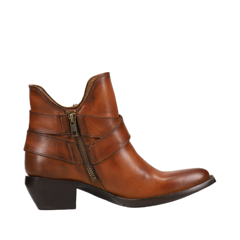 Frye Ladies Sacha Multi Strap Caramel Leather Booties FR41351 CARA