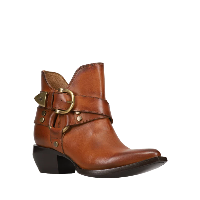 Frye Ladies Sacha Multi Strap Caramel Leather Booties FR41351-CARA