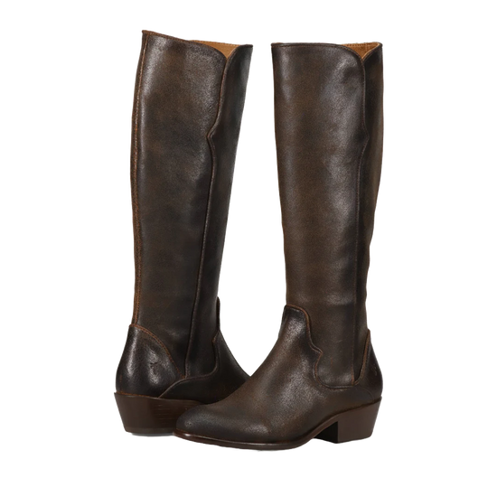 Frye Ladies Carson Piping Chocolate Tall Western Boots FR41360-CHOC