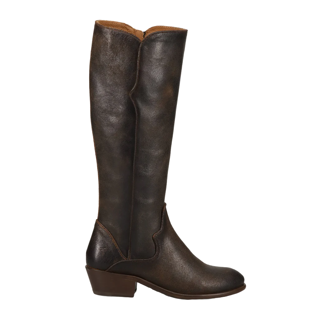 Frye Ladies Carson Piping Chocolate Tall Western Boots FR41360-CHOC